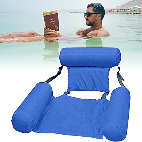 RHESHIN WOSNN Aufblasbares Schwimmbett Wasser-Hängematte Loungesessel Water Chair Float Stuhl Pool Lounge Luftmatratze Pool Lounge Matratzen Pool Liege Wasserliege Zubehör (Blau 1 Pack)