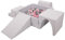 KiddyMoon Aire De Jeux en Mousse avec Carré Piscine À Balles (300 Balles) pour Enfants, Gris Clair: Perle/Gris/Transparent/Rose Poudré