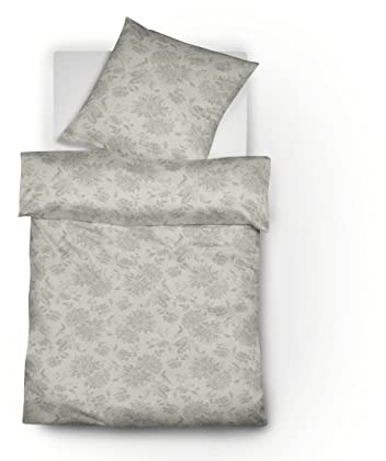 fleuresse Lech Edelflanell Biber Bettwäsche 200x200 Blumen Silber 604109-10