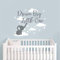 Elefanten-Wandtattoo, Baby-Elefanten-Abziehbild, Dream-Big Little One, Kinderzimmer-Dekoration, Junge, Wolken- und Stern-Aufkleber, Elefanten-Aufkleber, 56 cm breit