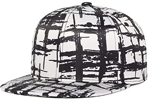 Quanhaigou Klassische Snapback Mütze Hip Hop Flat Bill Visor Cap - Unisex Erwachsene Adjustable Baseball Hüte, Weißer Graffiti, Einheitsgröße