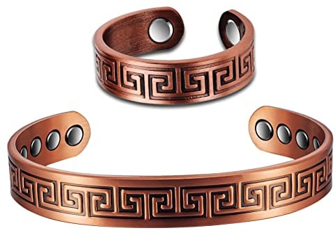 19,1 cm Vintage Antik reines Kupfer Damen Herren Armband Schmuck Magnetarmband Herren Geschenk (Kupferset)