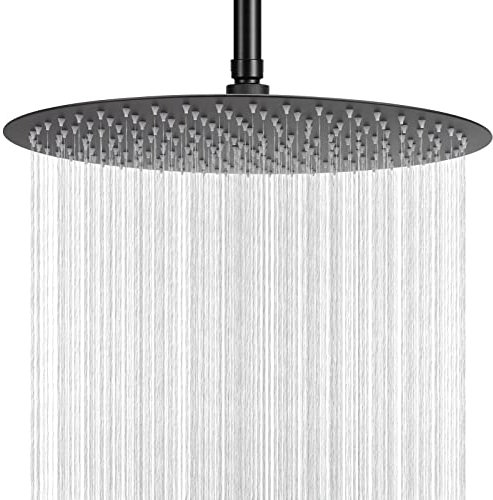 NearMoon Rain Shower Head, Ultra-Thin Design-Pressure Boosting, Awesome Some Experience, High Flow Stainless Steel Rainfall Head (16 Inch, Matte Black)