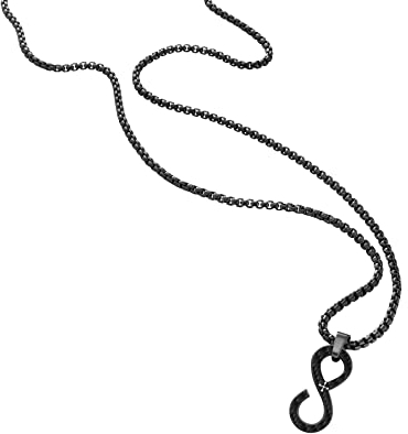 Lion & Son Kohlenstoff Halskette I schwarzer Carbon-Anhänger I Anker Kreuz Dog Tag (70CM, INFINITY)