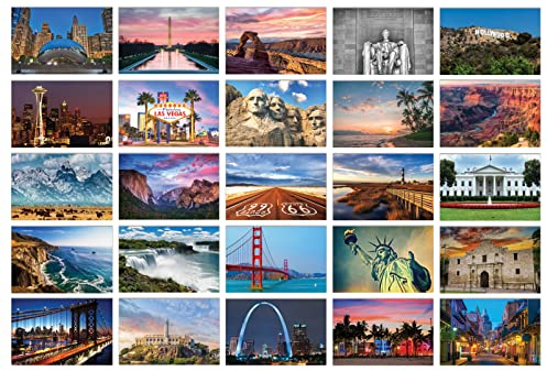 Better Office Products Reisepostkarten, berühmte US-Wahrzeichen und historische Stätten, Hochglanz-Foto-Postkarten, 10,2 x 15,2 cm, 25 erstaunliche Fotos von nationalen Sehenswürdigkeiten, 50 Stück