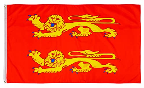 PHENO FLAGS Drapeau Normandie 90x150cm – normand - résistant aux intempéries, avec œillets en laiton, 100% polyester, coutures doubles robustes et couleurs éclatantes – pour les passionnés de drapeaux