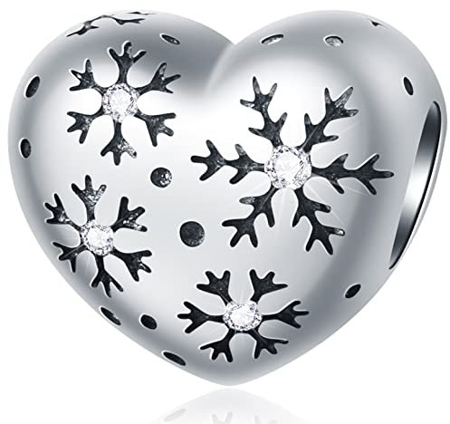 2023 Weihnachten Schneeflocke Charms passen Pandora Weihnachts Armband, 925 Sterling Silber Winter Christmas Snowflake Herz Perlen mit CZ, Geschenke für Nana/Oma/Valentinstag/Frau/Tante