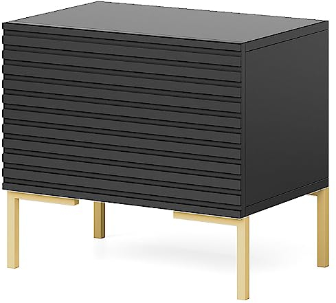 Selsey Nachttisch Beistellschrank Beistelltisch Nachtschrank Mit Geschlossenem Fach Schwarz Goldene Beine Lammelo