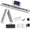 KONIX Folding Piano Keyboard, 88 Keys Full Size Semi Weighted Foldable Piano, Portable Electronic Keyboard Piano with Light Up Keys, Sustain Pedal, Keyboard Stickers, Music Stand and Piano Bag, White