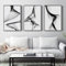WMLBK 3er Set Wandbilder,Abstrakt Schwarz und Weiß Grau Modern Nordic Wandbild Design-Poster Dekoration Wandkunst Malerei Bild,Ohne Rahmen (40x60cm)