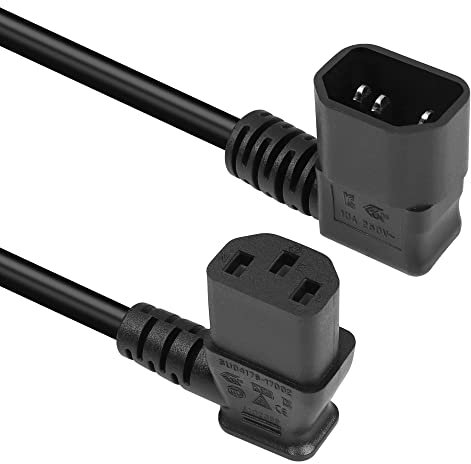 GELRHONR 50cm 90 Degrees IEC320 PDU Power Supply Extension Cord, 10A 250V, 18AWG C14 Male to C13 Female Power Cable for Computers, Monitor and Scanner