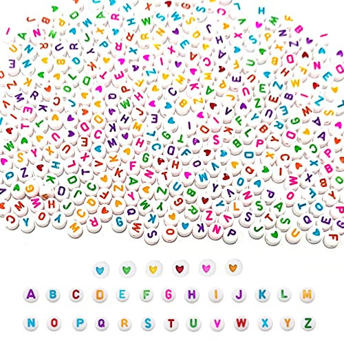 450pcs KIT-12 Perles Lettres Colorées, 352 Acrylique Alphabet Plate + 100 Cœur pour DIY Fabrication de Bijoux, Bracelets, Colliers, Bagues, Artisanat