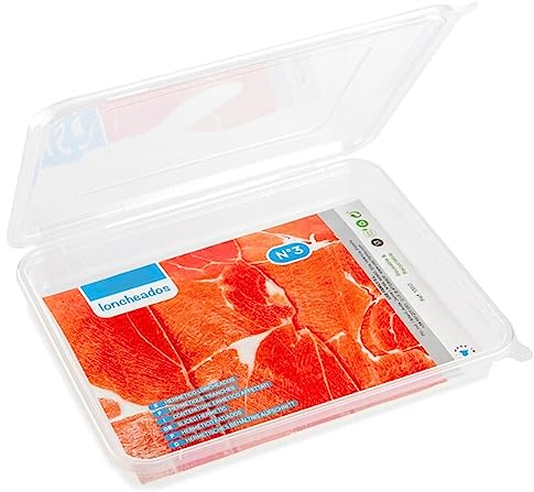 Tradineur - Recipiente transparente para fiambre Nº 3 - Fabricado en Plástico - Almacenamiento de alimentos - Cierre Hermético - 2,5 x 22 x 17 cm