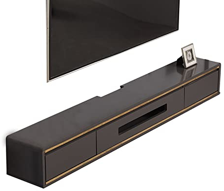 Wandmontiertes TV-Gerät, schwebender TV-Ständer mit 2 Schubladen – wandmontierter TV-Schrank, Entertainment-Center, Medienkonsole, schwebendes TV-Multimedia-Aufbewahrungsregal für AV-Receiver/Xbox/Ka