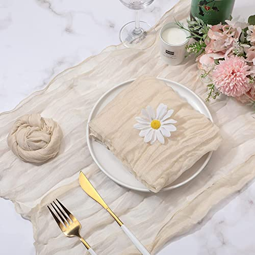 30 Stück Gaze Käsetuch Servietten Sage Green Gauze Cheesecloth Napkins Dinner Soft Cotton Table Vintage Boho handgefärbte Baumwolle 50 x 50 cm Hochzeit Party Brautparty Cafe Restaurant (30er Beige)
