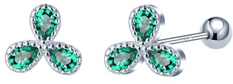 CONILOK Zirkon Klee Ohrringe Silber 925 Stecker Ohrstecker Ohrhänger Grün Damen Schmuck Ohrring Kleine Geschenke für Frauen Mädchen Beste Freundin Mutter Geburtstag Hochzeit Weihnachtstag Valentinstag