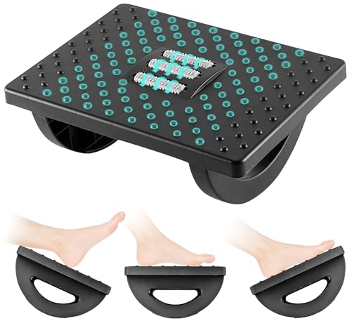 Lighterday Fußhocker,Ergonomische Fußstütze Schreibtisch Verstellbare Fußstütze Bequeme Fußbank,Fußablage Schreibtisch mit Rollenmassage,Fussstütze Büro Fusshocker fürs Büro Hause (Schwarz)