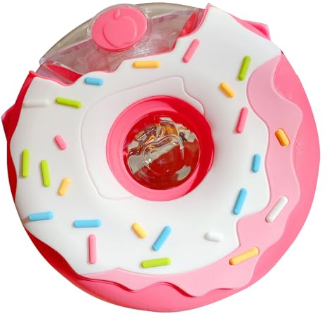 Soulnioi Donut Shape Water Bottle Cute Straw Cup 380ml Straw Kids Water Cup with Rope, Kawaii Water Bottle Drinkware for Adult Kids Outdoor Camping Travel (Pink)