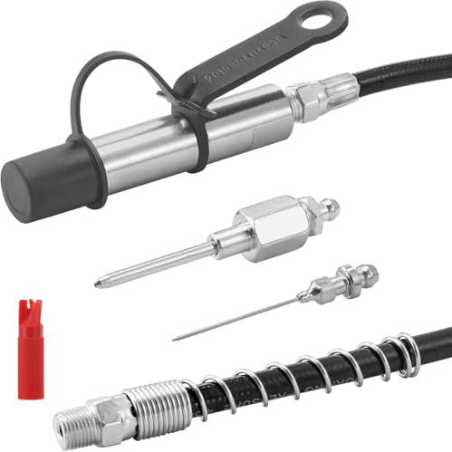 VEVOR Coupleur de Pistolet à Graisse, Haute Pression 10 000 PSI, Verrouillage à 3 mâchoires, Pointe de Pistolet à Graisse à dégagement Rapide avec Tuyau/raccords Zerk, Aiguilles de Nettoyage/rallonge