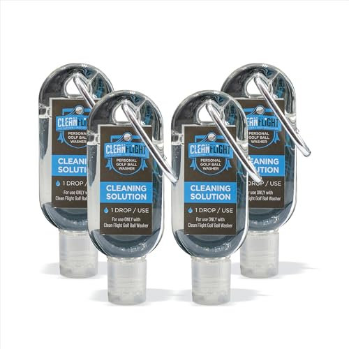 Clean Flight - Golf Ball & Club Head Washer Cleaning Solution. 30ml Bottles for Portable Cleaners Golf Bag or Cart - Best Golf Accessories Gifts for Men & Women (4 Pack)