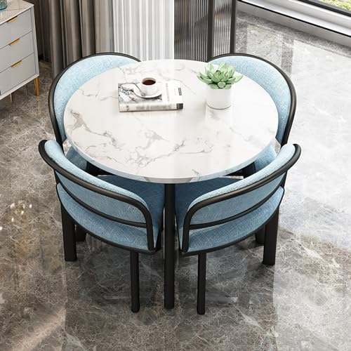 Büro-Konferenztisch, Kleiner Besprechungstisch, Couchtisch und Stuhl-Set, runder Tisch mit Stühlen, Küchen-Esstisch-Set für 4 Personen, platzsparende Möbel, für Kombinationsbüro 80 cm (Größe