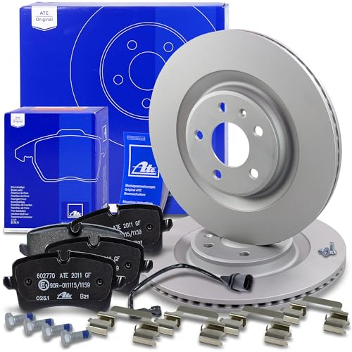 ATE Bremsenset Hinterachse inkl. Bremsscheiben hinten Ø 330 mm belüftet und Bremsbeläge hinten + Verschleißkontakt Kompatibel mit AUDI A6 Allroad C7, PORSCHE MACAN (95B)
