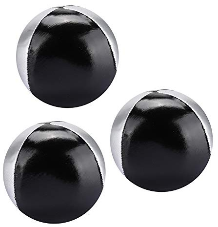 Palline da Giocoliere Morbide 3 Pezzi Argento Nero per Principianti Palline da Giocoliere in Pelle PU Set Sfuso per Giocolieri Bambini Adulti