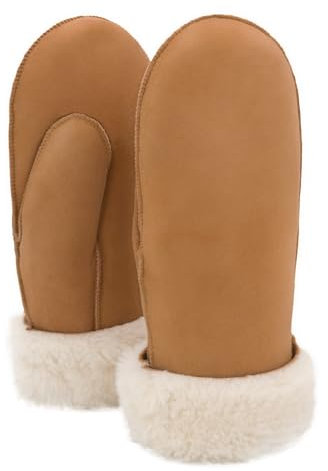 Rohn Moden Lammfell Handschuhe Nepal cognac echtes Lammfell für Damen und Herren, Fäustlinge, Fausthandschuhe in Premiumqualität aus mongolischem Lammfell