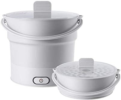 Cuisinière Electrique Pliante, Cuisinière à Œufs à la Vapeur Casserole à Soupe Base en Acier Inoxydable, Silicone Multifonctionnel pour La Maison Voyage Portable