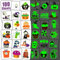 Leesgel Halloween Leuchtende Tattoos Kinder,100 Blätter Halloween Temporäre Tattoos Kindertattoos,Einzeln Verpackt Halloween Tattoo Aufkleber für Halloweenparty Dekoration Zubehör
