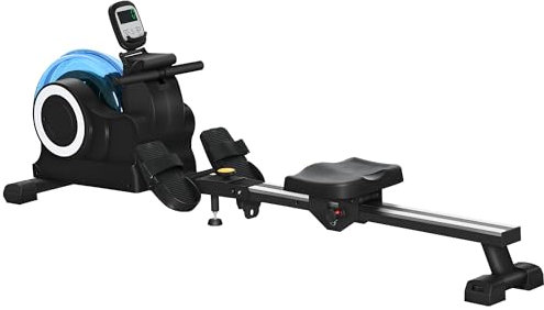 SPORTNOW Rameur à Eau d'appartement rameur d'appartement Pliable 6 Niveaux de résistance - capacité de Poids de 120 KG écran LCD Multifonction Support de Tablette