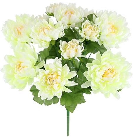 Flair Flower Bouquet di crisantemi artificiali, 35 cm, crisantemo, fiori autunnali, fiori artificiali, decorazione per la casa, decorazione da tavolo, crema