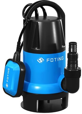 FOTING Schmutzwassertauchpumpe 900 W, 21000 l/h, Automatic Sump Pump, Förderhöhe max 8.5 m, Eintauchtiefe max 7 m, variabel einstellbarer Schwimmerschalter, Thermoschutz, Pool Draining Pond Basement