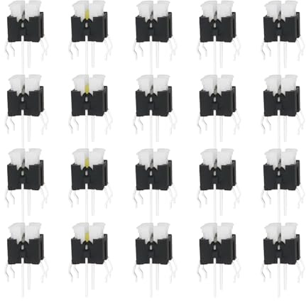 Be In Your Mind 20pcs Netzschalter 6 poliger Druckknopf Taktiler Momentschalter für Spieltasten Instrumente 6x6x7,2mm (rotes Licht Blaues Licht Gelbes Licht Weißes Licht Smaragdgrünes Licht)