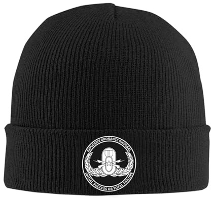 XVBCDFG Explosive Ordnance Disposal EOD Knit Ski Beanie Cap Klassische warme Wintermütze für Damen und Herren, Schwarz , Einheitsgröße
