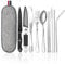 Couverts de Camping 10 Pièces, Ensemble de Couverts Transportables, Couverts en Acier Inoxydable, Voyage Ensemble Couverts Set pour Camping, Voyage, Bureau, École