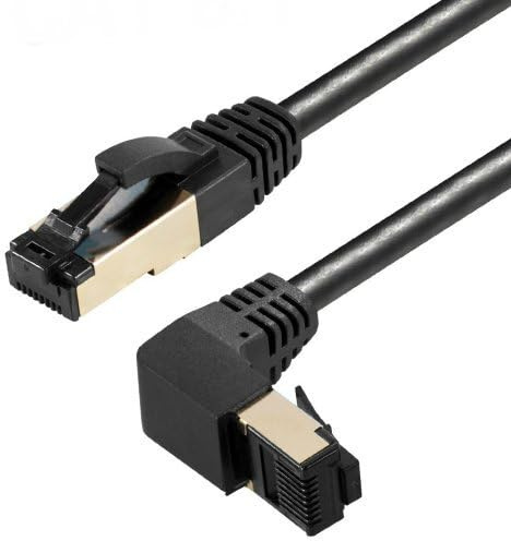 AC-Sat-Corner Fritz!Box LAN Kabel RJ45 Netzwerkkabel Anschlusskabel CAT 8.1 schwarz Silber nach unten gewinkelt für FRITZ!Box 6670 3 Meter