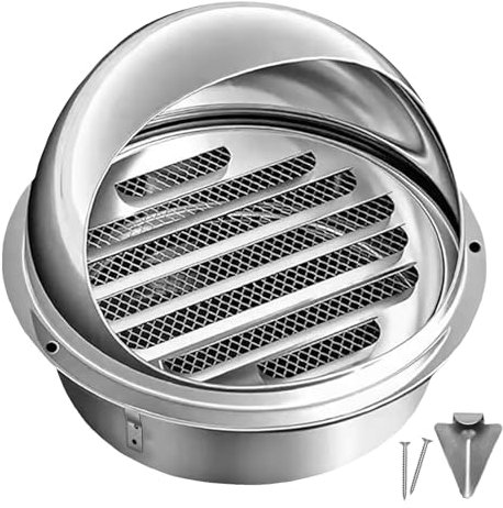 Dazhtu Ventilation Grille,100mm Grille D'aération en Acier Inoxydable, Sortie D’air Murale Ronde en INOX avec Grille AntisInsectes, Épaissir Grille D'Aération Ronde en Acier Inoxydable, Stable Durable