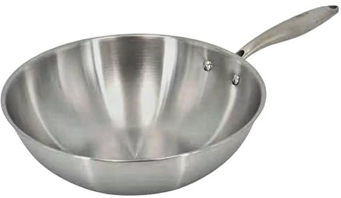 KLAUS Wok 28 cm en Inox inoxydable haute qualité Tous Feux Dont Induction | Cuisson Saine et Homogène | Facile à Nettoyer
