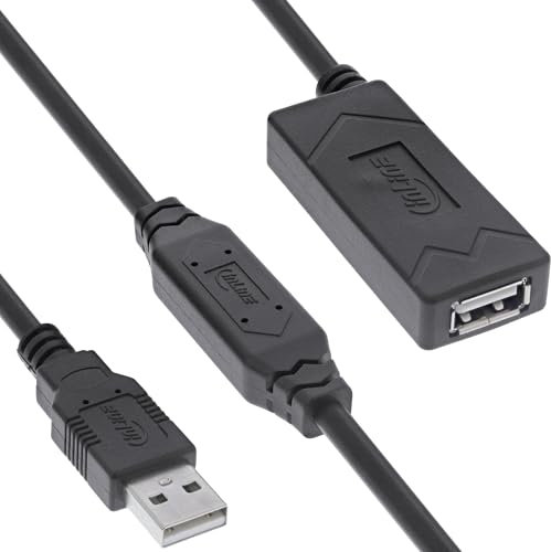 InLine USB 2.0 Aktiv-Verlängerung mit Signalverstärkung, USB-A Stecker/Buchse, Druckerkabel Verlängerung, 20m, 34613A