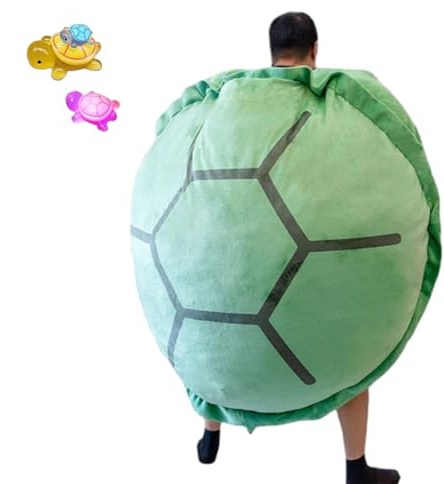 Argumub Schildkrötenkissen Zum Anziehen, Kissen Schildkröte, Riesiges 100cm Tragbares Plüschkissen in Schildkrötenform, Lustiges Cosplay-Kostüm & Kuschelkissen, Abnehmbar Für Erwachsene (Grün, 60cm)