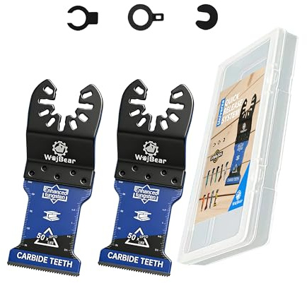 WojBear 2 PCS Enhanced Tungsten Carbide Oscillating Saw Blades, AlTiN Coating Multi Tool Metal Blades for Hard Metal
