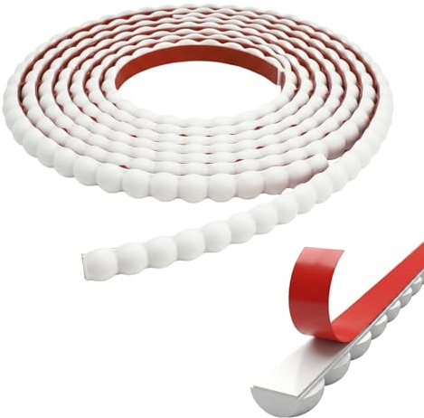 5M Decorative Bead Pearl Wall Molding Trim Flexible Peel and Stick Moulding Trim Self Adhesive Wall Edging Strip for DIY Home Décor Cabinet Door Mirror Frame (5M-White)