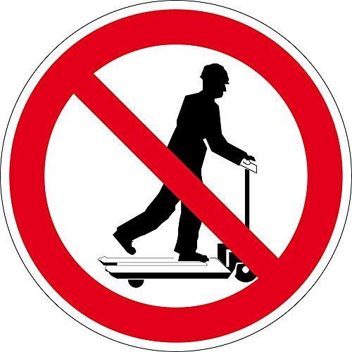 Verbotszeichen - Mit Hubwagen rollen verboten - Kunststoff Selbstklebend - Ø 10 cm