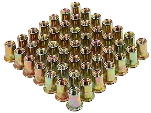 Aussel M6x15MM 50PCS Dado per rivetti in acciaio al carbonio zincato a testa piatta Rivetto filettato a testa bombata