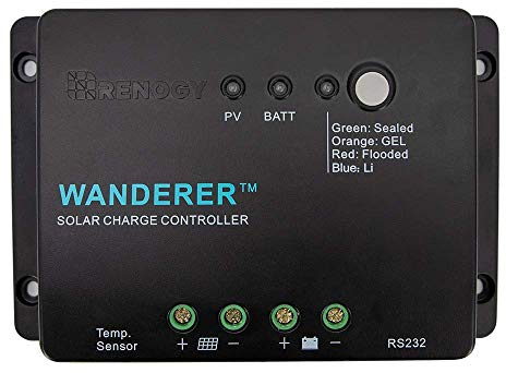 Renogy Wanderer Li 30A 12V PWM Negative Ground Charge Controller Compatible with Lithium, Sealed, Gel, and Flooded batteries and Renogy Bluetooth Module