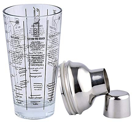 HXHON Mix Master Shaker à cocktail en verre avec shaker en verre gradué 400 ml