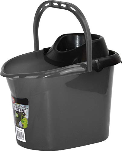 13lt Plastic Mop Bucket with Detachable Strainer (Grey)