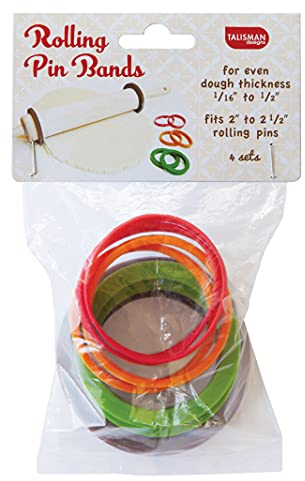 Talisman Designs Silicone Rolling Pin Bands | 8 Piece Set | Ensure Dough Thickness | BPA-Free Silicone | Dishwasher Safe