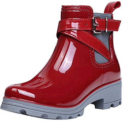 Yowablo Boots Damen Braun Stiefel Damen Flach Overknee Stiefel Schwarz Mit Absatz Stiefeletten Damen Grau Boots Damen Schwarz Stiefeletten Damen Schwarz Stiefel Braun (40 EU,1- rot)